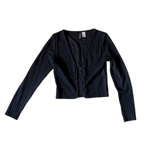 H&M Small long sleeve buttoned ribbed mob wife academia twee fairy whimsigoth